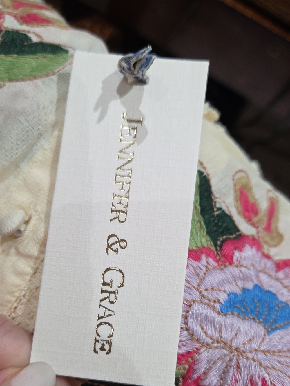 Nwt XL,L,M Jennifer&Grace Embroidered Cream/yellow  Peplum Tie-Waist Blouse - Picture 14 of 17